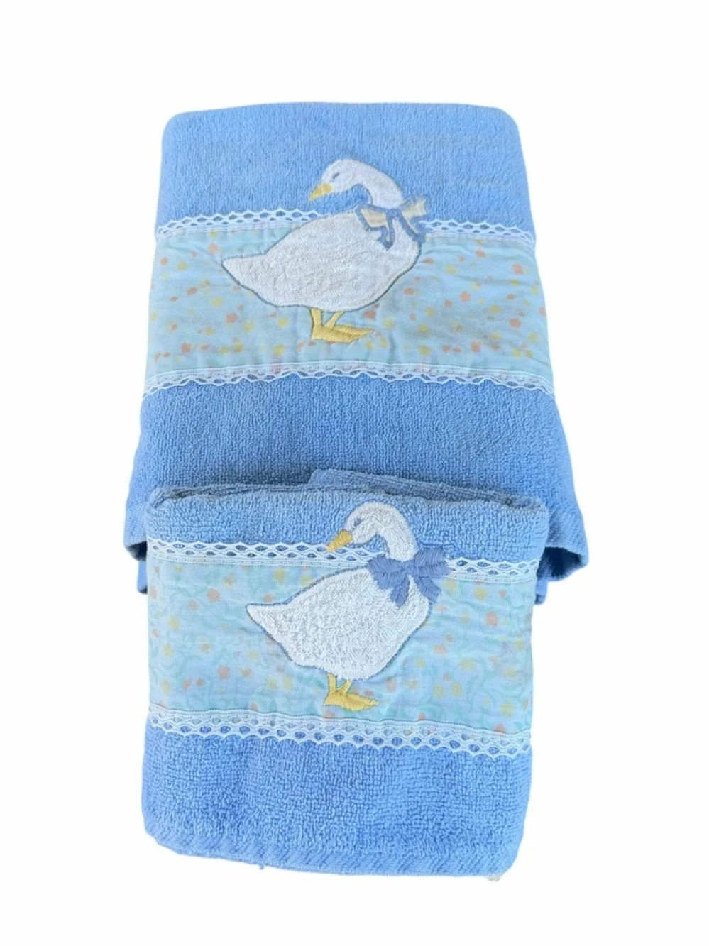 VTG Country Goose 3-Piece Bath Towel Set Blue Farmhouse Cottage RA Briggs FLAW - Picture 5 of 16